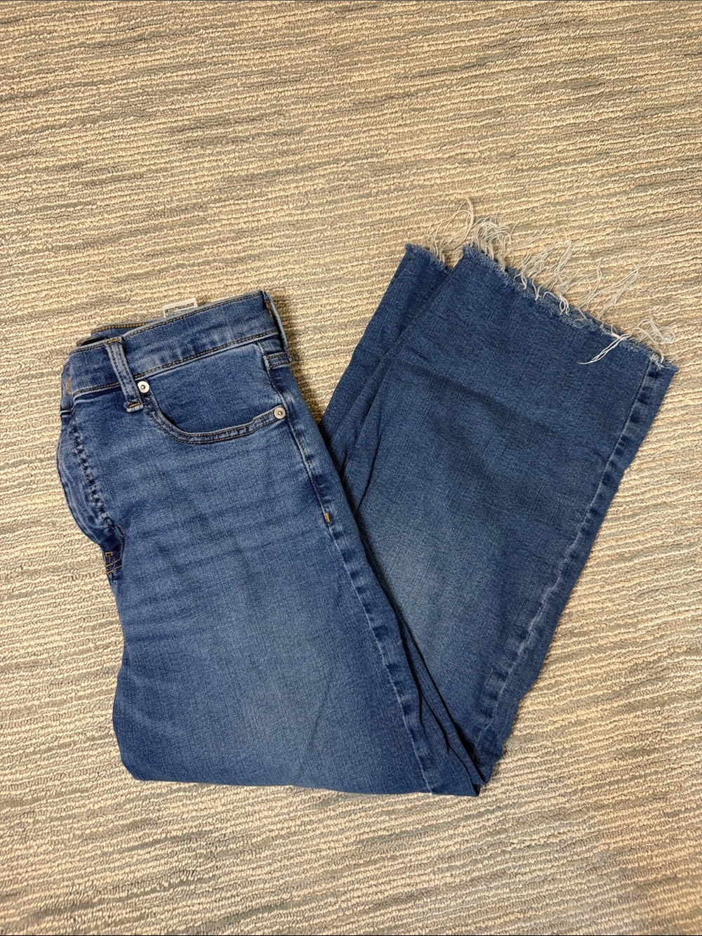 Banana Republic Blue Wide-Leg Raw Hem Jeans